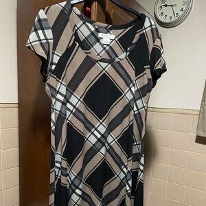 Liz Claiborne Plaid Dress - Black and Tan Size 10P